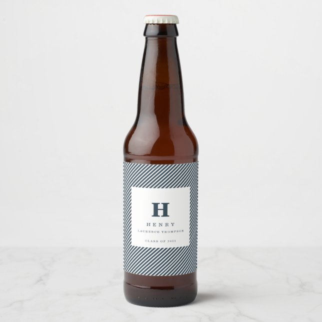 INITIAL GRADUATION PARTY  blue Beer Bottle Label (Front)