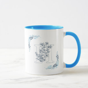 Initial "H" Blue Monogram Calm Floral Coffee Mug