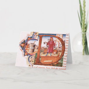 Initial Historiated 'D' attaching an apothecary Note Card