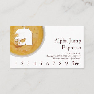 Initial in Foamy Coffee Cup Loyalty Punch Card