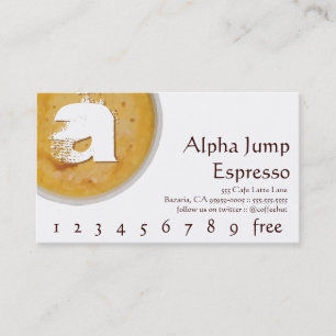Initial in Foamy Cup of Coffee Loyalty Punch Card