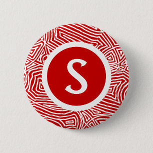 Initial in Red 2 Inch Round Button