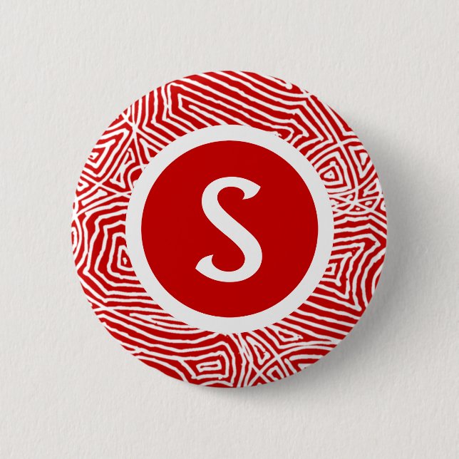 Initial in Red 2 Inch Round Button (Front)