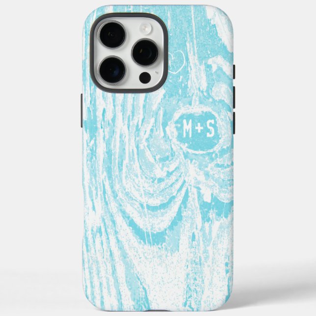 Initial In Tree Wood Look aqua iPhone 5 Case-Mate iPhone Case (Back)