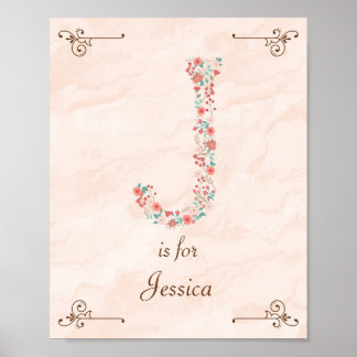 Initial J Baby Name Monogram Art Print