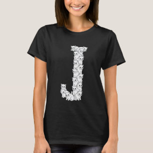 Initial J Capital Letter Funny Cat Lover Feline Ki T-Shirt