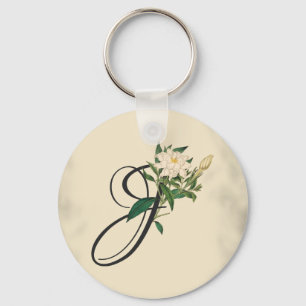 Initial J, Vintage Jasmine Keychain
