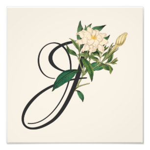 Initial J, Vintage Jasmine Photo Print