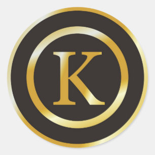 Initial K Gold Monogram Wedding  Stickers