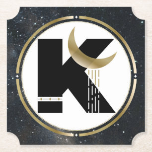 Initial K Moon and Star Paper Party Coasters