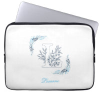 Initial "L" Blue Monogram Calm Floral