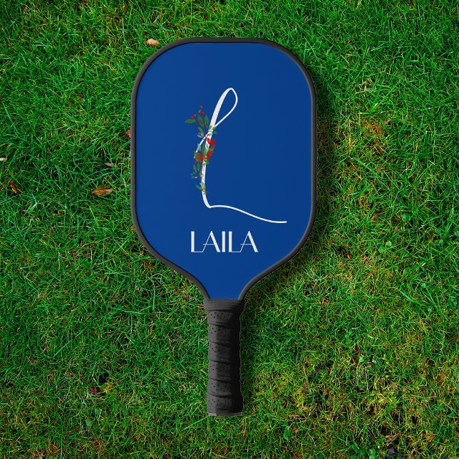  Initial L calligraphy monogram flower Pickleball Paddle (Creator Uploaded)