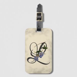 Initial L, Vintage Laurel Clockvine Luggage Tag
