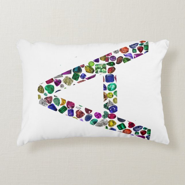 Initial Letter A in Gemstone Floral Design Accent Pillow (Front)