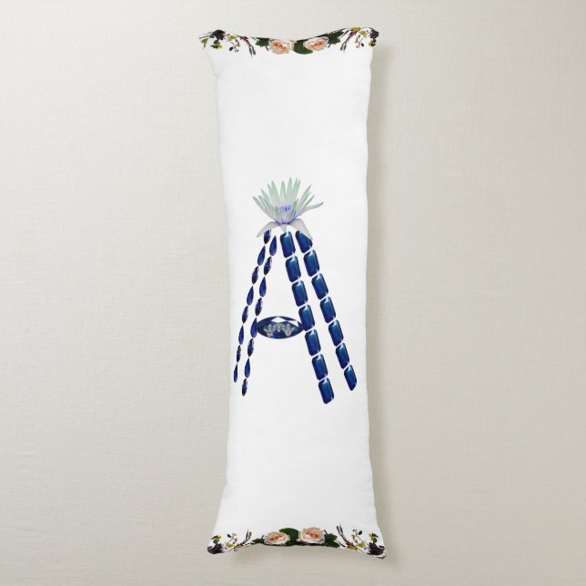 Initial Letter A, Monogram Modern Stylish Trendy Body Pillow (Front Vertical)