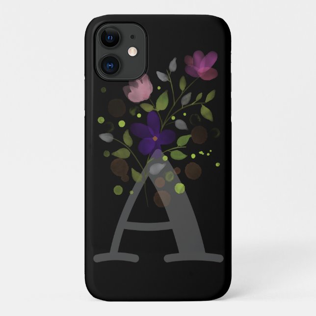 Initial Letter A Plus Floral Design Case-Mate iPhone Case (Back)