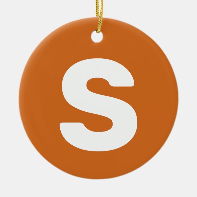 Initial Letter | Chocolate Brown Simple Elegant Ceramic Ornament (Front)