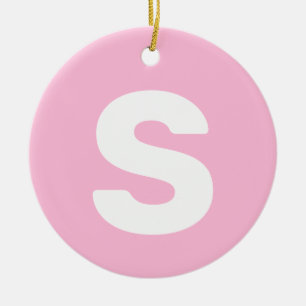 Initial Letter Cotton Candy Pink Simple Elegant Ceramic Ornament