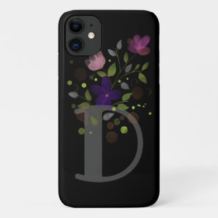 Initial Letter D Plus Floral Design iPhone 11 Case