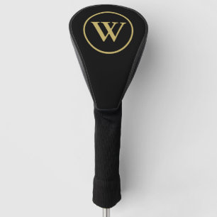 Initial Letter Golf Driver Head Cover : Black Gold