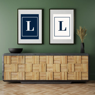 Initial Letter | Grey Monogram Modern Stylis Poster