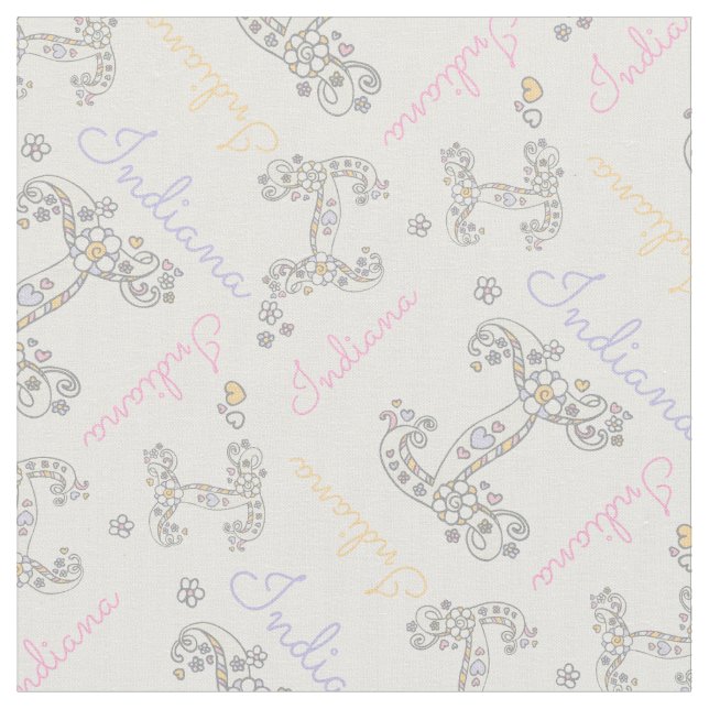 Initial letter I custom Indiana name fabric (Close Up)