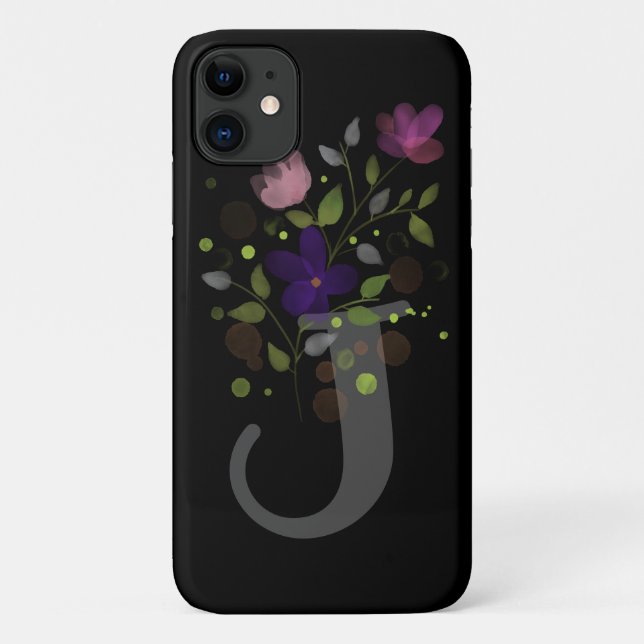 Initial Letter J Plus Floral Design Case-Mate iPhone Case (Back)