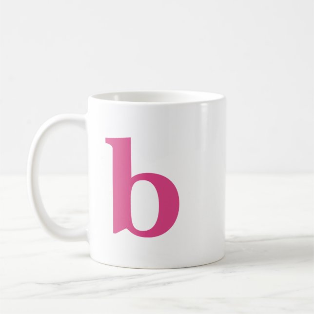 Initial Letter Modern Monogram In Hot Pink Colour Coffee Mug (Left)