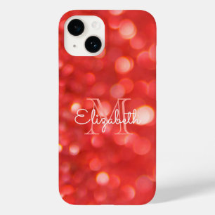 Initial Letter Monogram Coral Glitter Bokeh Case-Mate iPhone 14 Case