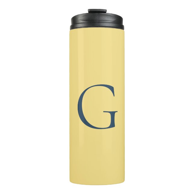 Initial Letter Monogram Jasmine Slate Grey Plain Thermal Tumbler (Front)