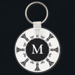 Initial Letter Monogram Key chain : : Black<br><div class="desc">Have your Initial letter set on an artistic background to make your Monogram Keychain trendy and unique.</div>