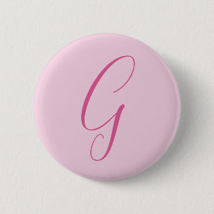 Initial Letter Monogram Light Pink Plain Chic 2 Inch Round Button
