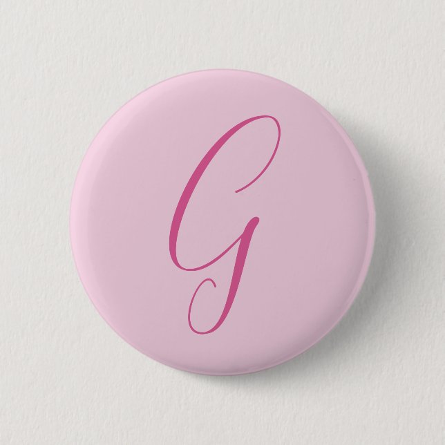 Initial Letter Monogram Light Pink Plain Chic 2 Inch Round Button (Front)