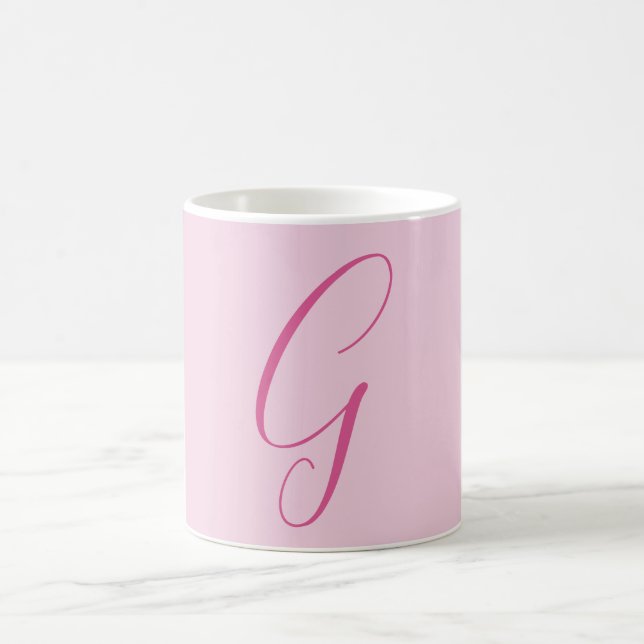 Initial Letter Monogram Light Pink Plain Chic Coffee Mug (Center)