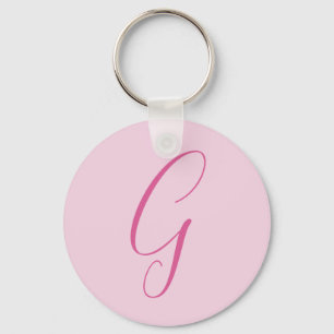 Initial Letter Monogram Light Pink Plain Chic Keychain