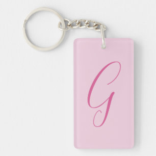 Initial Letter Monogram Light Pink Plain Chic Keychain