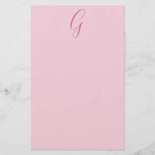 Initial Letter Monogram Light Pink Plain Chic Stationery