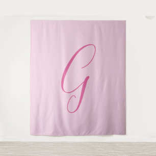 Initial Letter Monogram Light Pink Plain Chic Tapestry