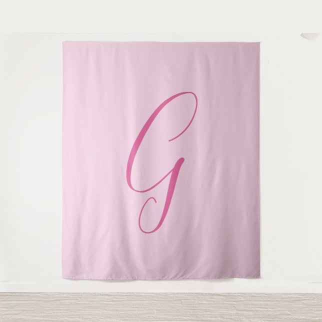 Initial Letter Monogram Light Pink Plain Chic Tapestry (Front)