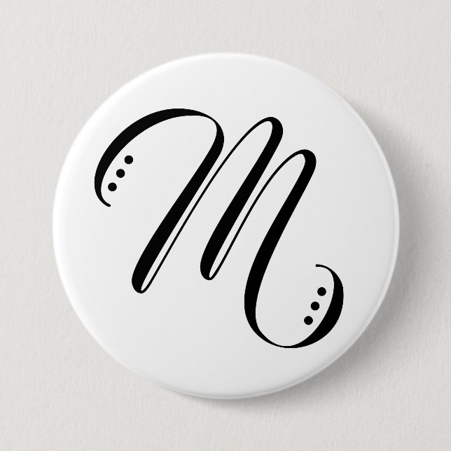 Initial Letter Monogram Modern  3 Inch Round Button (Front)