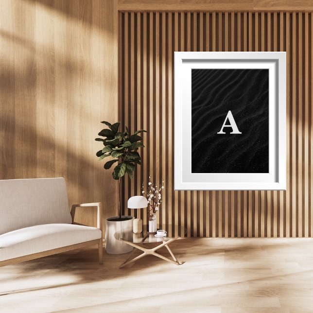 Initial Letter Monogram Modern  Chic Black Sand Poster (Creator Uploaded)