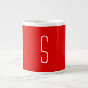 Initial Letter Monogram Modern Red White Large Coffee Mug