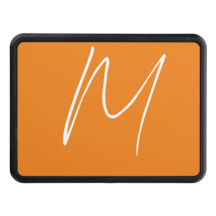 Initial Letter Monogram Modern Style Orange White Trailer Hitch Cover