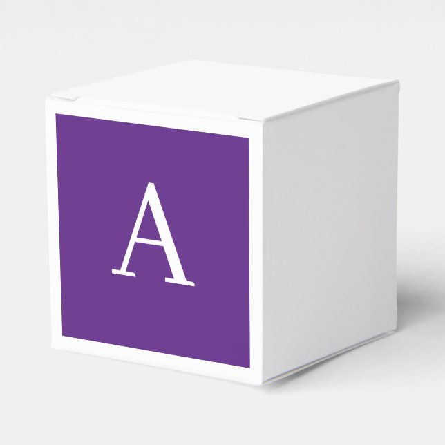 Initial Letter Monogram Modern Style Purple Favor Box (Front Side)
