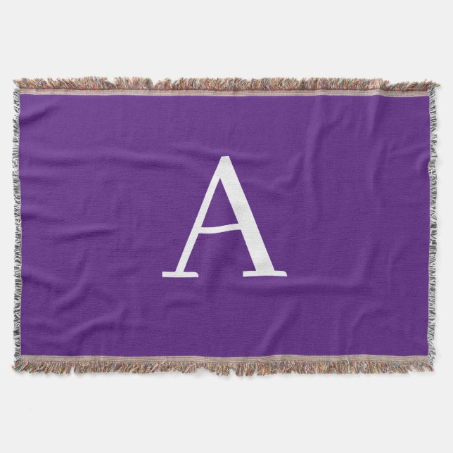 Initial Letter Monogram Modern Style Purple Throw Blanket (Front)