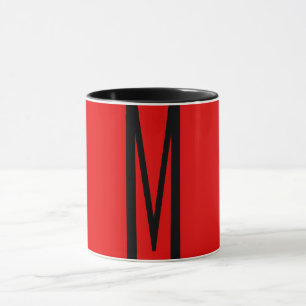 Initial Letter Monogram Modern Style Red Black Mug