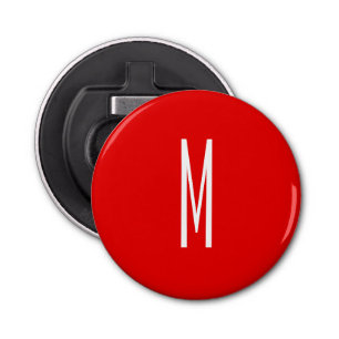 Initial Letter Monogram Modern Style Red White Bottle Opener