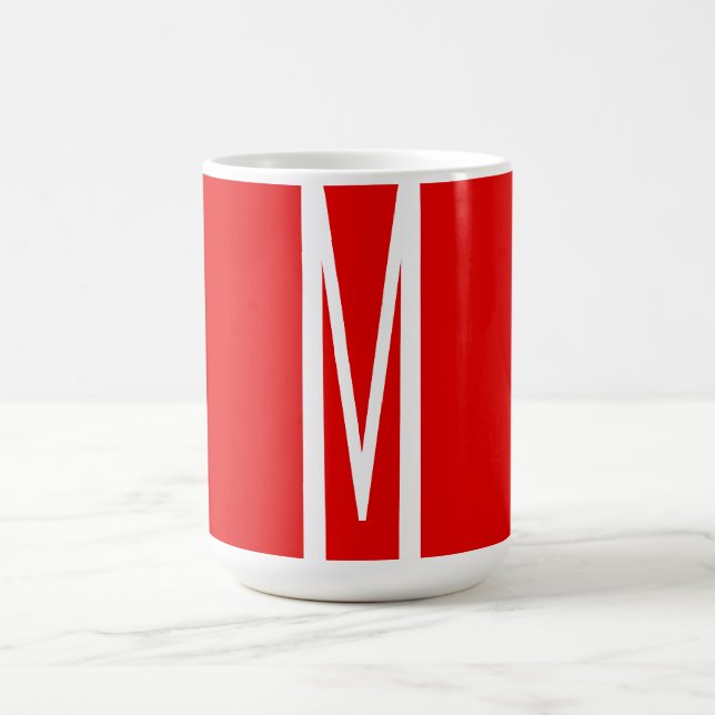 Initial Letter Monogram Modern Style Red White Coffee Mug (Center)