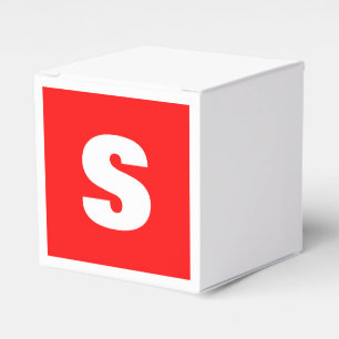 Initial Letter Monogram Modern Style Red White Favor Box