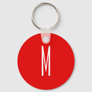 Initial Letter Monogram Modern Style Red White Keychain